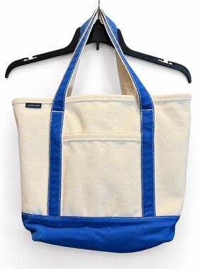 Lands' End Canvas Tote Medium Royal Blue Trim pre-owned ~17x13